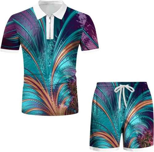 Miniatura 4 de Conjunto corto de 2 piezas para hombre, conjunto deportivo de verano de manga corta, polo y pantalones cortos, traje deportivo casual