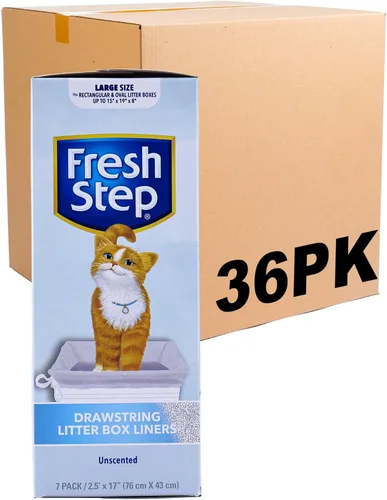 Miniatura 7 de Fresco Paso Cordón Cat Litter Box Liners, perfumado, tamaño jumbo, 36" x 19" - 7 unidades por caja, 2 cajas