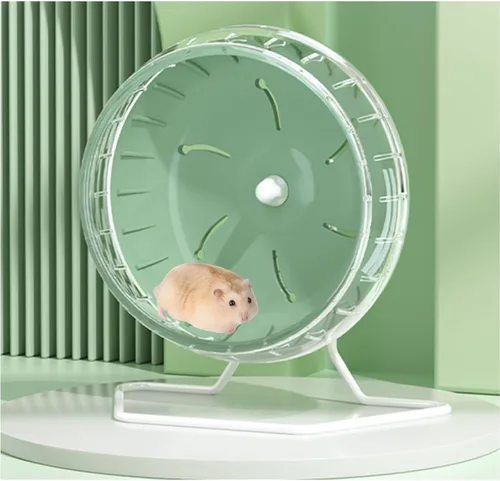 Miniatura 7 de MANON ROSA Rueda de hámster súper silenciosa y silenciosa con soporte ajustable para chinchillas jerbos ratones animales pequeños (M