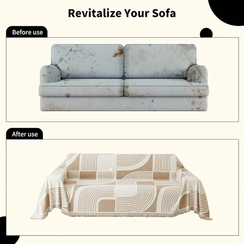 Miniatura 6 de WEYOND Fundas de Sofá Bohemias Lavables, Fundas de Sofá de Chenilla para Sofá de 3 Cojines Apto para Mascotas, Fundas Bohemias para Sofá Seccional