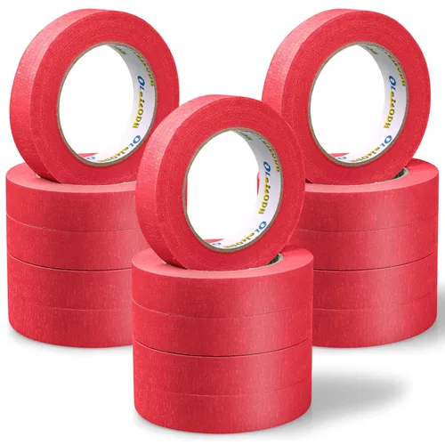 Oleitodh 15 rollos de cinta roja para pintores a granel de 1 pulgada x 825 yardas, cinta de enmascarar para pintores sin residuos, cinta de pintura