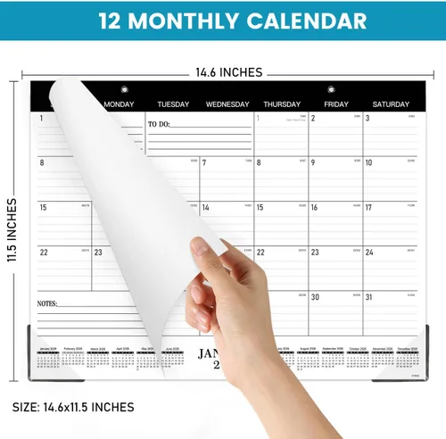 Miniatura 6 de Calendario de escritorio 2026, enero de 2026, diciembre de 2026, calendario de escritorio/pared de 12 meses, 15 x 12 pulgadas, papel grueso