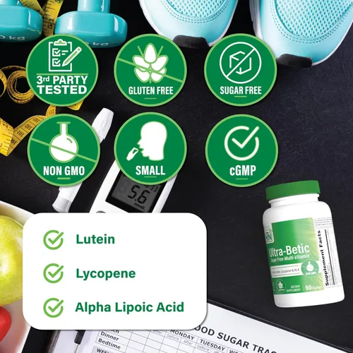 Miniatura 3 de Health Thru Nutrition Ultra-Betic Multivitamínico 120 unidades Apoya el nervio, la visión, la energía con ALA, licopeno Sin OMG, etiqueta