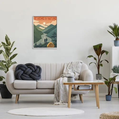 Miniatura 3 de Stupell Industries at Home in Nature Phrase - Tienda de campaña con frase en las montañas, diseñada por Janelle Penner, arte de pared enmarcado