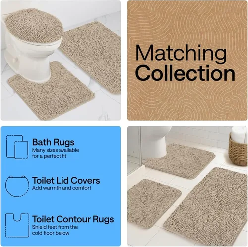Miniatura 44 de Gorilla Grip - Tapete de baño de felpilla gruesa, suave y absorbente, secado rápido, de microfibra, con reverso de caucho, para piso de ducha, Nube