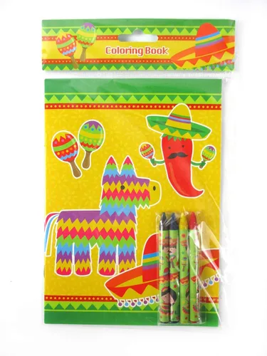Miniatura 5 de TINYMILLS Juego de libros para colorear de fiesta mexicana para niños, recuerdos de fiesta con 12 libros para colorear y 48 crayones para fiesta