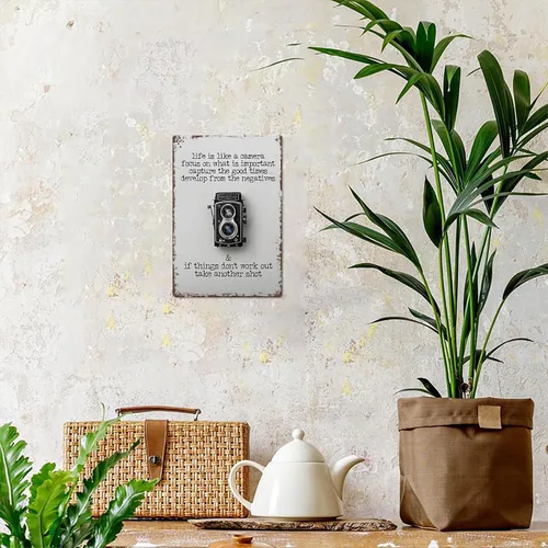 Miniatura 6 de Placa de metal vintage con texto en inglés "Life is like a camara", divertidos carteles de hojalata para hombre, cueva, sótano, pub, granja