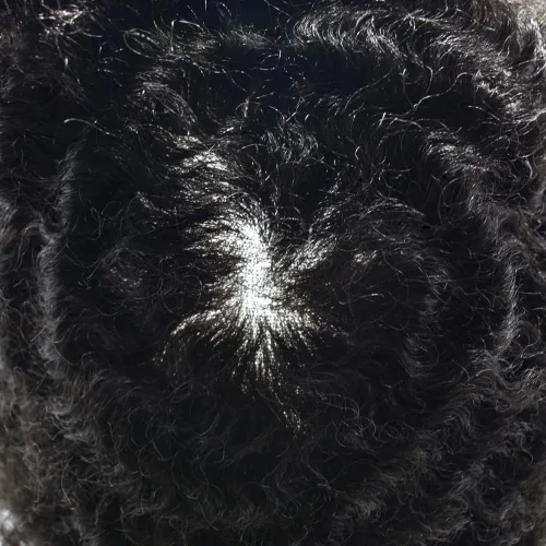 Miniatura 4 de Afro Toupee Hair Piece para hombres negros Encaje suizo completo Afro Hombres Toupee cabello humano rizado hombres onda unidades de cabello
