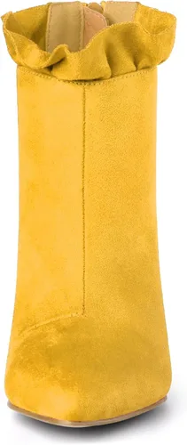 Miniatura 3 de Allegra K Botines con volantes y tacón de aguja puntiagudo para mujer