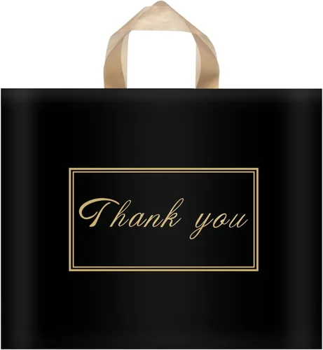 WAKAKO Paquete de 60 Bolsas de Compras de Agradecimiento, Boutique 15x12 Pulgadas Bolsas de Regalo de Plástico de Agradecimiento para Compras con
