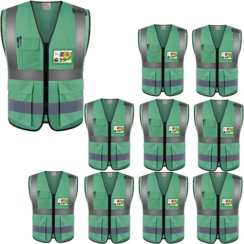 Miniatura 13 de zojo Chalecos de seguridad de alta visibilidad con bolsillos, para trabajos al aire libre, ciclismo, correr, caminar, deportes, se adapta a hombres