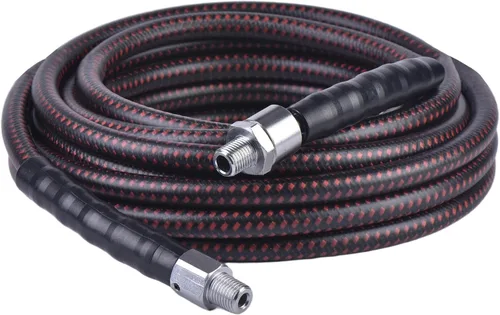 Manguera de aire híbrida de 1/4 pulgadas × 25 pies, manguera de compresor de aire industrial de 600 PSI con accesorios MNPT giratorios de 360° en