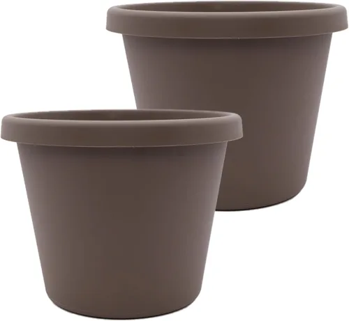 Miniatura 23 de The HC Companies Maceta redonda de plástico Prima con borde enrollado - Maceta para flores ligera y resistente a los rayos UV para hierbas y más