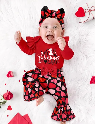 Miniatura 21 de Ropa de bebé niña, 4 piezas, trajes de niña recién nacida, con volantes, mameluco de campana para bebé, diadema, bandana, conjuntos de ropa, regalos