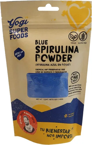 Yogi Super Foods Polvo de espirulina azul hecho de extracto de algas azul-verde, planta superalimentaria, rica fuente de proteínas, para apoyo