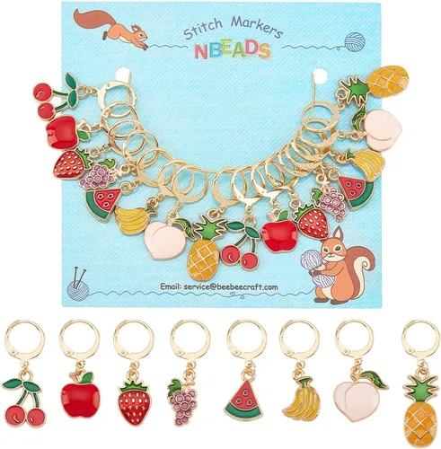 Miniatura 15 de NBEADS 10 marcadores de punto de pan, resina de ganchillo y aguacate, colgantes de puntada de ganchillo, dijes, bloqueo, regalo hecho a mano