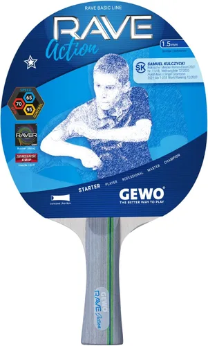 Miniatura 8 de GEWO Pala de tenis de mesa, jugador Thunderball 2, agarre alto, giro, ataque, adulto, juvenil, agarre de 4.0 pulgadas Gris/Verde