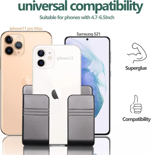 Miniatura 2 de CEI&BPY Soporte para teléfono de montaje en pared, soporte para teléfono con autoadhesivo. Soporte de teléfono para carga y RV para iPhone y Android