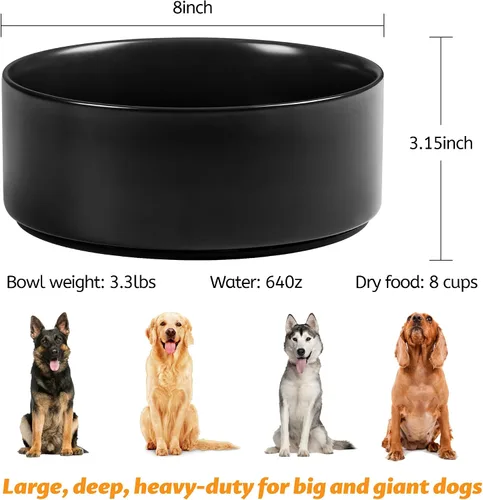 Miniatura 2 de Cuencos Grandes para Perros, Cuenco Antideslizante de Cerámica Pesada para Comida y Agua de Perros con Base de Silicona, Cuenco de Alimentación