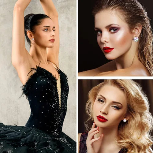 Miniatura 7 de BESTEEL 8 pares de aretes de competición de baile para mujer, aretes acrílicos con diamantes de imitación de cristal con halo para escenario, ópera