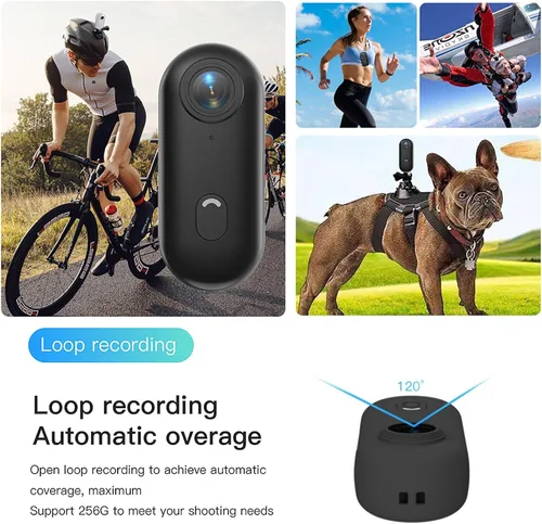 Miniatura 6 de H7 64GB 1080P Cámara de acción pulgar, mini cámaras corporales, cámara de bolsillo portátil para vlogging con cordón magnético, cámara pequeña