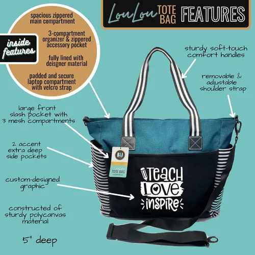 Miniatura 48 de Brooke & Jess Designs Teacher Tote Bag for Work - Teacher Handbag Gifts for Women, Teacher Bag Best Teacher Appreciation Gift