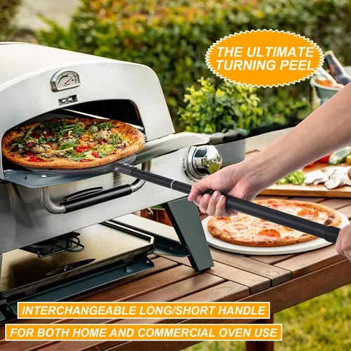 Miniatura 3 de Pala de Pizza Giratoria, 9 Pulgadas con Mango de 38 Pulgadas Pala de Pizza Giratoria Redonda, Espátula de Pizza Giratoria de Aluminio Anodizado