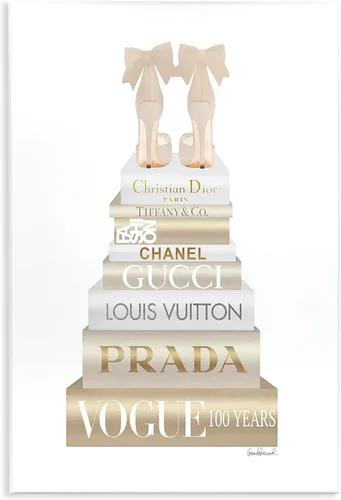 Miniatura 20 de Stupell Industries 'Chic Shoes Glam Bookstack', placa artística de pared, 10 x 15 pulgadas, fácil de colgar y resistente, fabricada en Estados