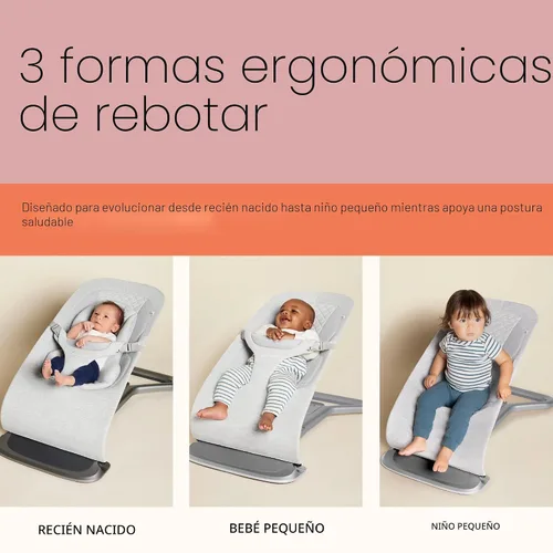 Miniatura 5 de Ergobaby Evolve Hamaca 3 en 1, Asiento Hamaca para Bebé Ajustable de Múltiples Posiciones, Se Adapta de Recién Nacido a Niño Pequeño, Carbón
