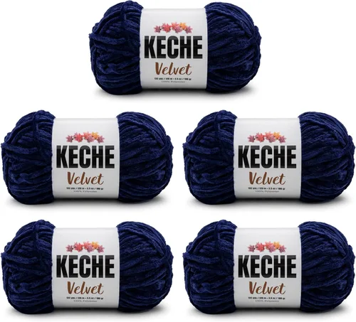 Miniatura 88 de Keche Hilo de terciopelo para ganchillo, manta de felpilla suave, voluminosa, hilo amigurumi, 3.53 oz (132 yardas), color azul bebé