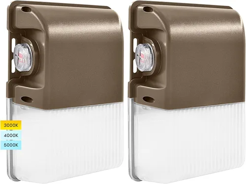 LUXRITE Paquete de luz LED de pared de 15/20/25W con fotocélula 3CCT 3000K/4000K/5000K, 1800/2400/3000LM seleccionable, iluminación LED exterior del