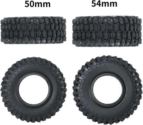Miniatura 8 de 4 neumáticos para orugas de 1.0 pulgadas, neumáticos de goma para 1/24 axial SCX24 90081 AXI00001 AXI0002 AXI0005 AXI0006 RC Crawler Car (1.969 in)
