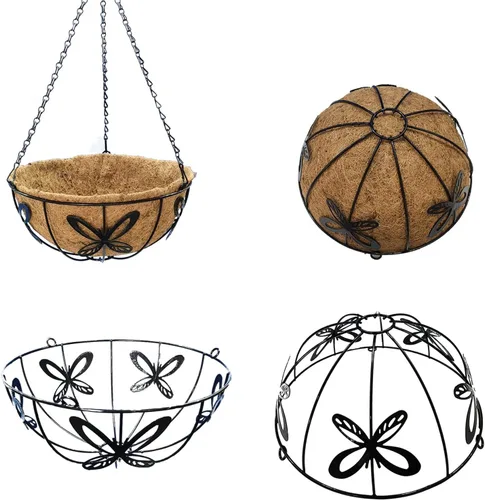 Miniatura 8 de EIMQUVW Macetas colgantes de metal para exteriores (paquete de 4, 12 pulgadas) cestas colgantes para plantas con cadena redonda de alambre
