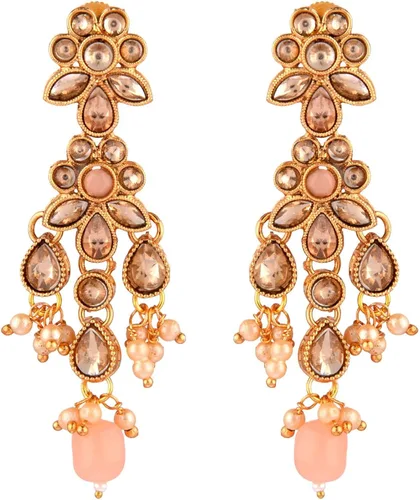 Miniatura 7 de Efulgenz Indian Jewelry Choker Necklace Maang Tikka Earrings Bollywood Wedding Crystal Kundan Necklace Earrings Head Chain Set