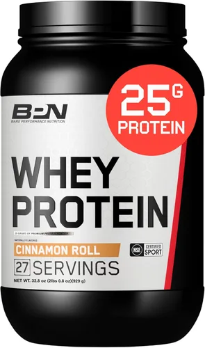 BARE PERFORMANCE NUTRITION, BPN Proteína de Suero + Mezcla de Proteína de Caseína en Polvo, Rollo de Canela 25g de Proteína por Porción Apoya la
