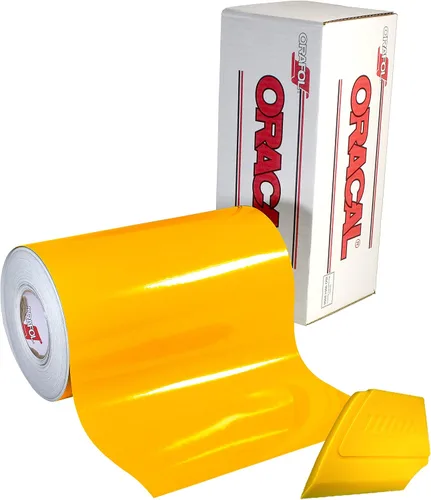 Calcomanías de vinilo brillante Oracal 651 de 12 pulgadas x 5 pies con base de disolvente de color a elegir Amarillo dorado