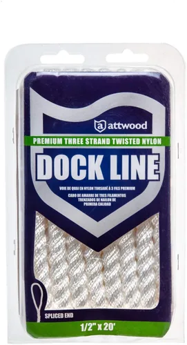 Miniatura 3 de Attwood 11706-7 Premium 3-Strand Twisted Nylon Dock Line, 1/2-Inch Thick, 15 Feet Long, Pre-Spliced One End, White (Pack of 3)