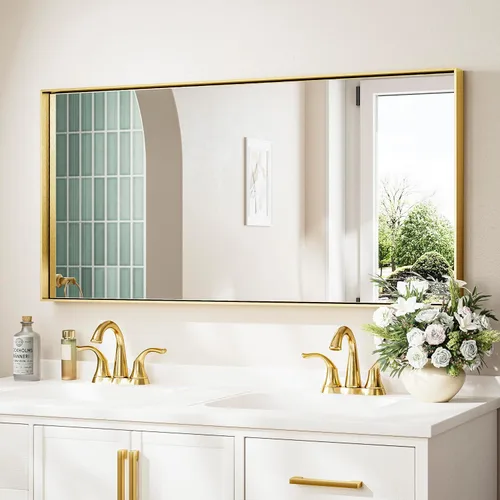 Miniatura 82 de Keonjinn - Espejo rectangular con marco negro para baño de 40 x 30 pulgadas, espejo de pared para sobre el lavabo, espejos de tocador de metal