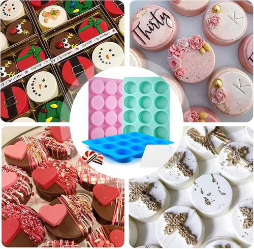 Miniatura 5 de Moldes redondos de 36 cavidades para galletas de chocolate, cilindro, cubierta de chocolate, moldes de silicona para dulces, mini pasteles, gelatina