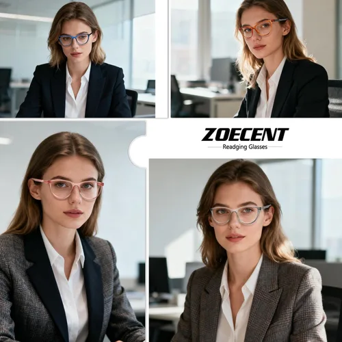 Miniatura 6 de Paquete de 5 lentes de lectura para mujer, lectores de luz azul, bisagras de resorte, anteojos, comodidad ligera para usar todo el día