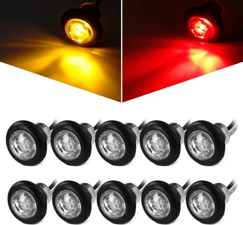 Miniatura 9 de Partsam - 10 piezas de luces LED de 3/4 pulg. ámbares para lado, luces de señalización aprobadas por DOT con lente transparente, luces tipo bala