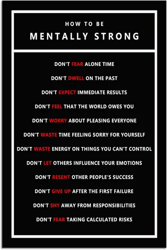 Miniatura 3 de WYJZDZQ8 Lienzo inspirador para la oficina, póster de arte de pared, cuadros motivacionales, lienzo con texto en inglés "How To Be Mentally Strong