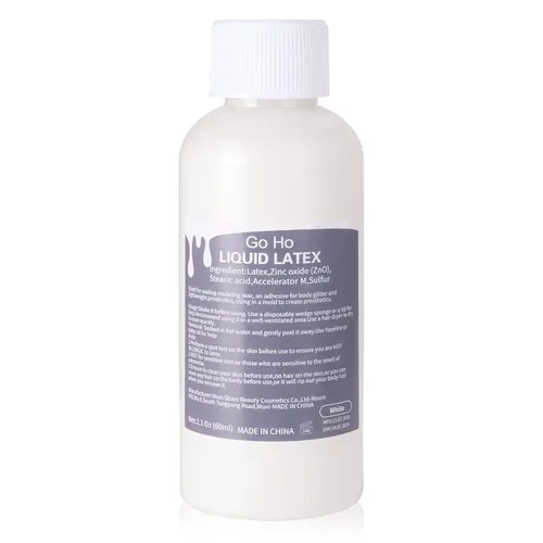 Miniatura 10 de Go Ho Maquillaje líquido SFX de látex (1 onza), maquillaje de monstruo zombi de Halloween, secado rápido, pintura facial blanca líquida multiusos