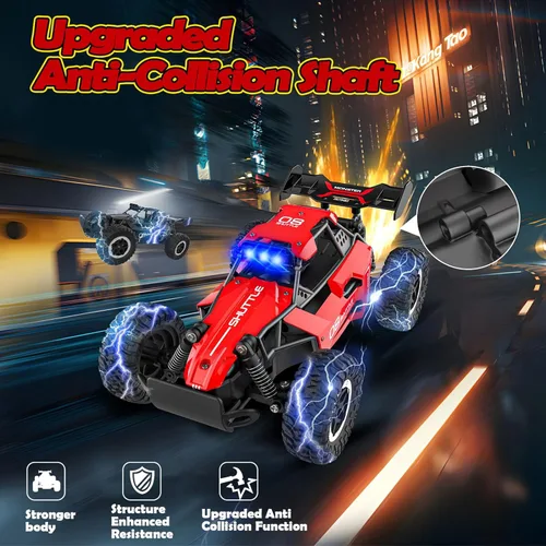 Miniatura 5 de Auto de control remoto para niños de 3, 4, 5, 6, 7+, coches RC de 20 KM/H de alta velocidad con luces LED, 2.4 GHz 2WD Monster Truck juguetes, auto