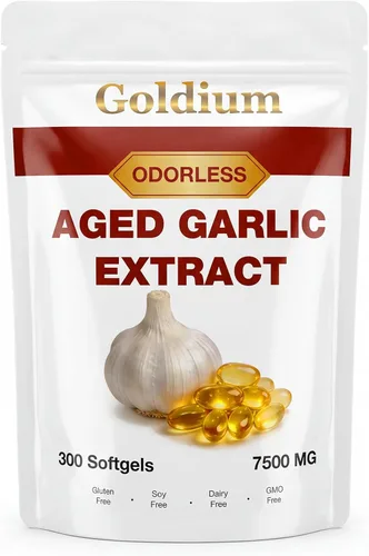 Extracto de ajo envejecido 7500 mg cápsulas blandas inodoras – Cápsulas de extracto de ajo envejecido para la salud del corazón, presión arterial y