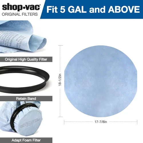 Miniatura 3 de Shop-Vac 90107 Filtro de disco de papel reutilizable para la mayoría de aspiradoras Shop-Vac en húmedo/seco de 5 galones y más, piezas de repuesto