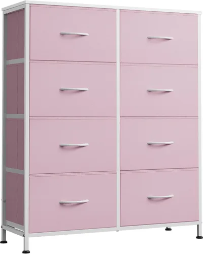 Miniatura 24 de WLIVE - Cómoda de tela para dormitorio, cómoda alta con 8 cajones, torre de almacenamiento con contenedores de tela, cómodas dobles, cómoda