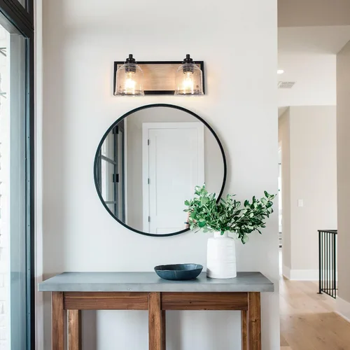 Miniatura 8 de Luces de tocador para baño grandes de 15.8 pulgadas, lámpara de tocador rústica de granja con pantallas de vidrio burbuja, accesorios de iluminación