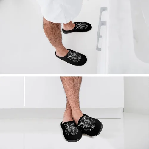 Miniatura 6 de Pentagram with Demon Baphomet Satanic Goat - Pantuflas de algodón para hombre, de espuma viscoelástica suave, para interiores y exteriores
