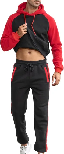 Miniatura 2 de Conjunto deportivo de 2 piezas para hombre, sudadera casual con capucha para hombre, atlético, deportivo, manga larga, conjunto de traje para trotar